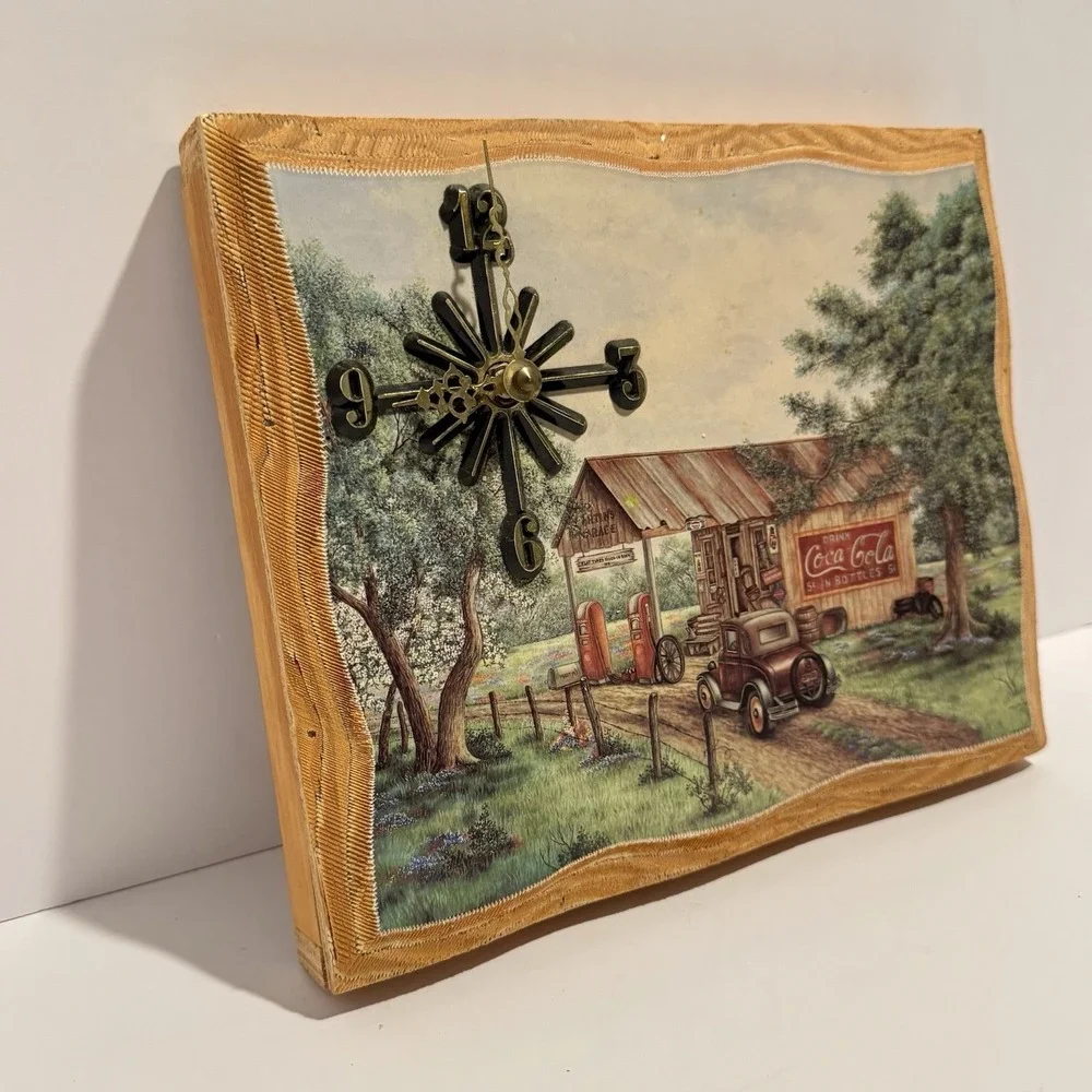 Coca-Cola Wood Clock Martin's Garage Kay Lamb Shannon '93 Coke Gas Station